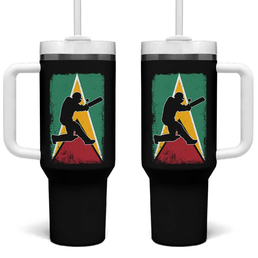 Guyana Cricket Tumbler With Handle Retro Vintage Sport Guyanese Flag West Indies Cricket Fan