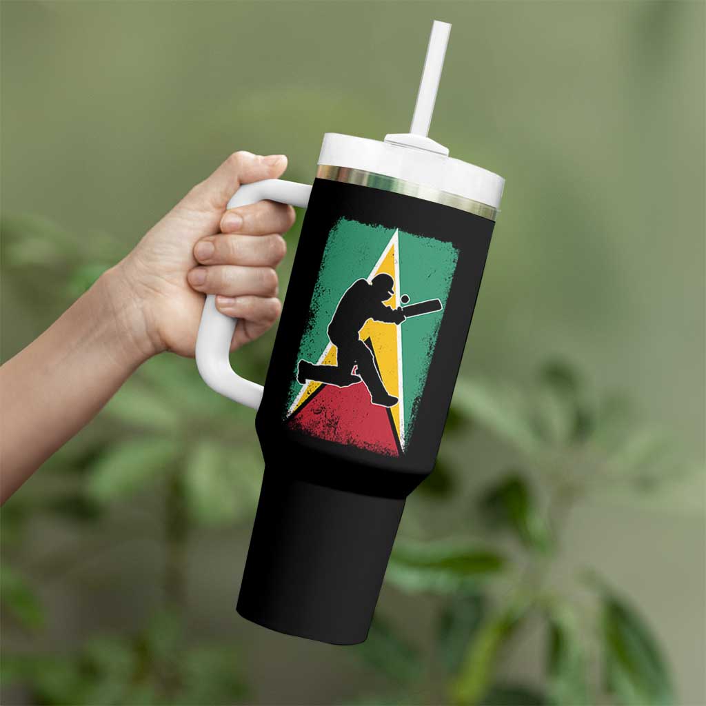 Guyana Cricket Tumbler With Handle Retro Vintage Sport Guyanese Flag West Indies Cricket Fan