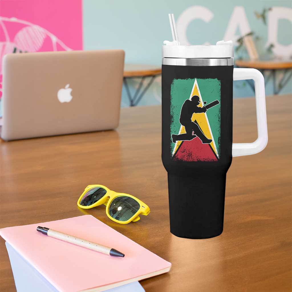 Guyana Cricket Tumbler With Handle Retro Vintage Sport Guyanese Flag West Indies Cricket Fan
