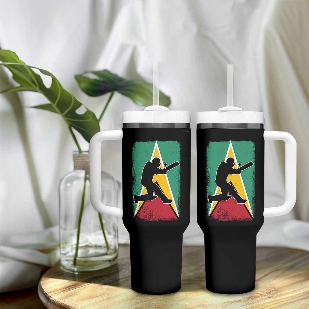 Guyana Cricket Tumbler With Handle Retro Vintage Sport Guyanese Flag West Indies Cricket Fan