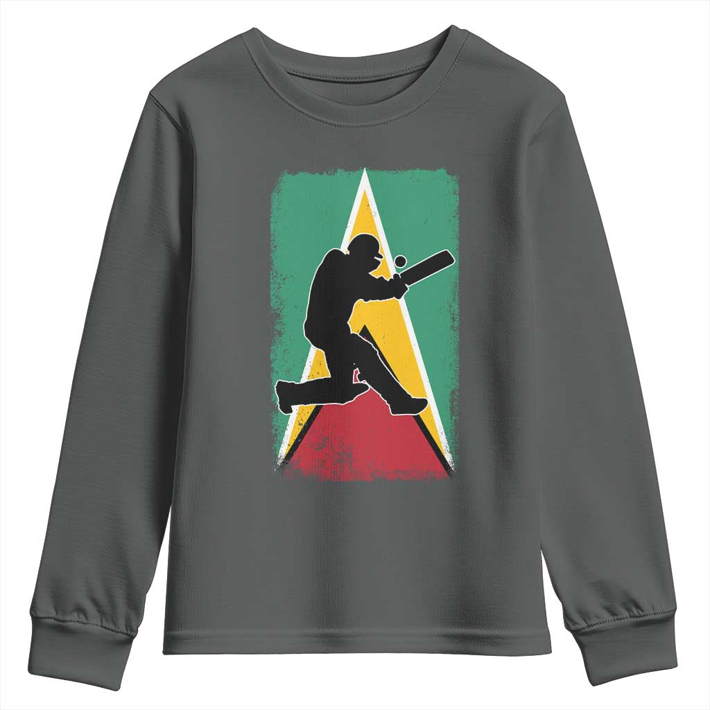 Guyana Cricket Youth Sweatshirt Retro Vintage Sport Guyanese Flag West Indies Cricket Fan