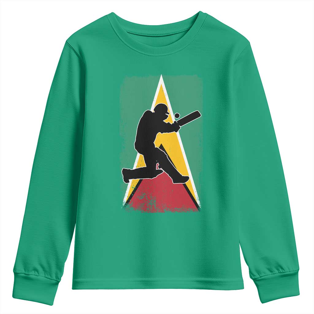 Guyana Cricket Youth Sweatshirt Retro Vintage Sport Guyanese Flag West Indies Cricket Fan