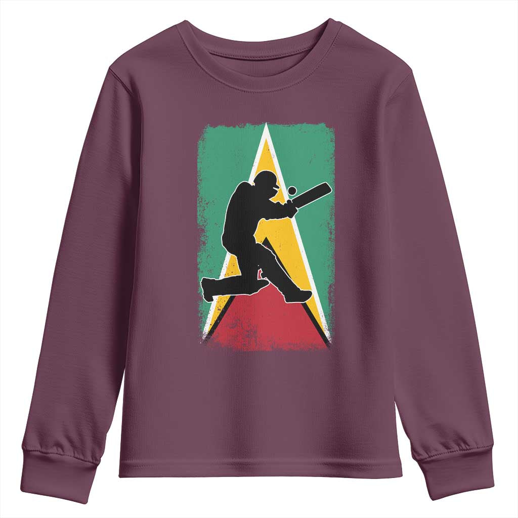 Guyana Cricket Youth Sweatshirt Retro Vintage Sport Guyanese Flag West Indies Cricket Fan