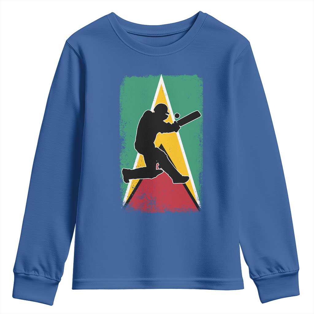 Guyana Cricket Youth Sweatshirt Retro Vintage Sport Guyanese Flag West Indies Cricket Fan