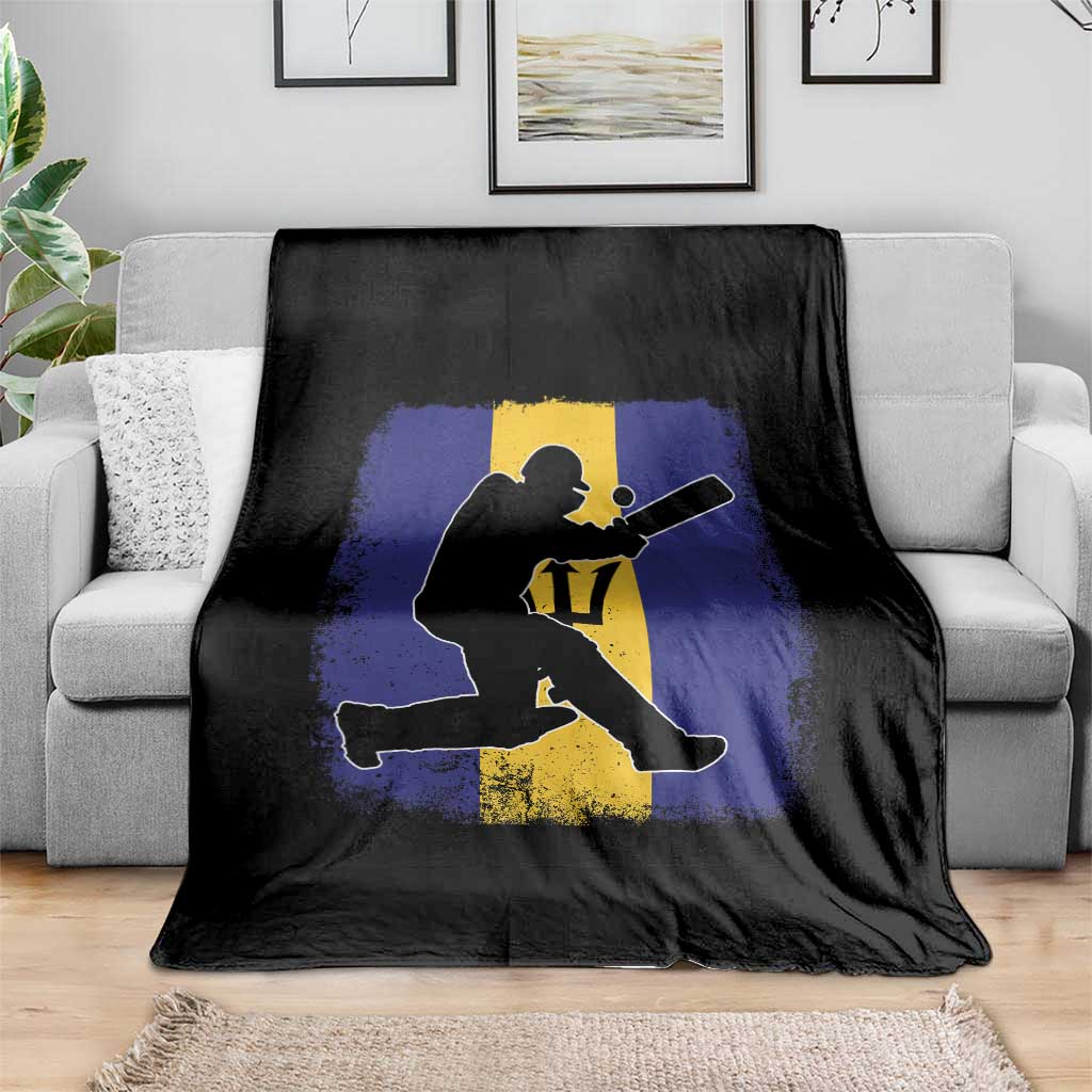 Barbados Cricket Throw Blanket Retro Vintage Sport Bajan Flag West Indies Cricket Fan
