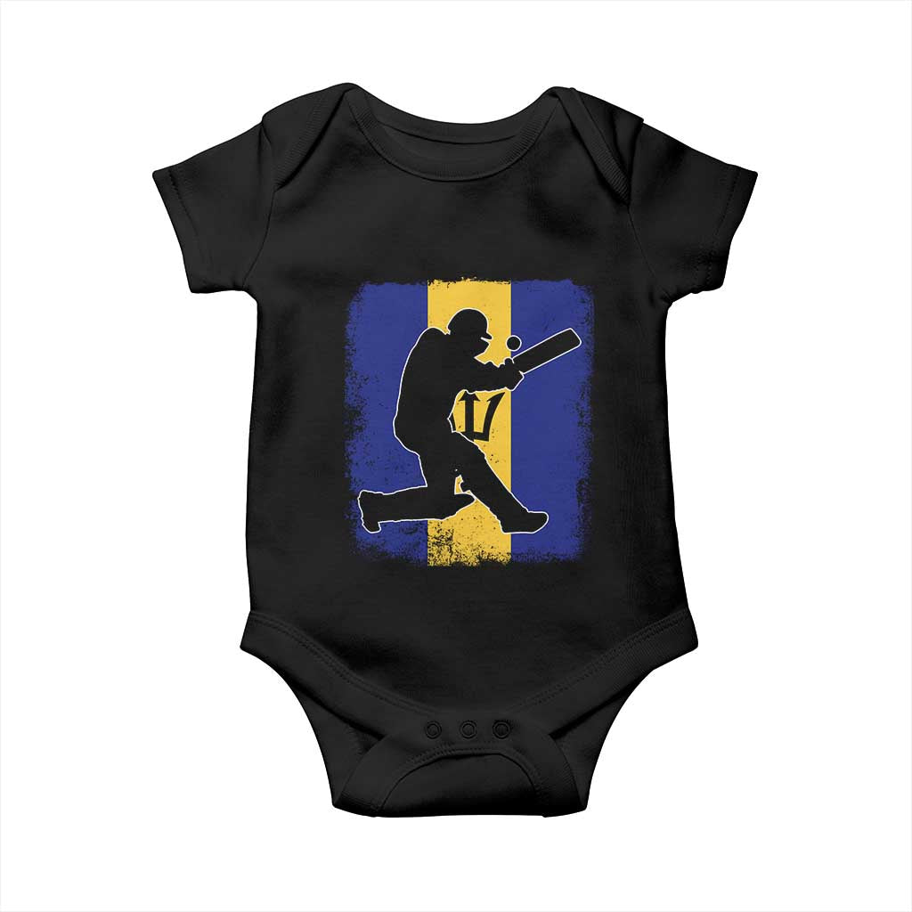 Barbados Cricket Baby Onesie Retro Vintage Sport Bajan Flag West Indies Cricket Fan