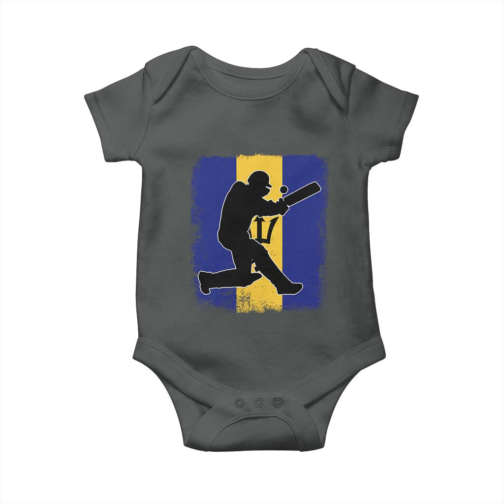 Barbados Cricket Baby Onesie Retro Vintage Sport Bajan Flag West Indies Cricket Fan