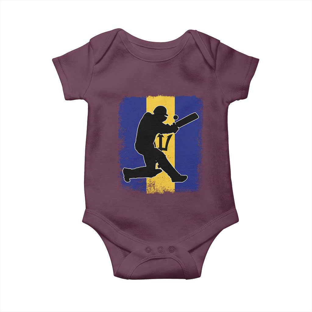Barbados Cricket Baby Onesie Retro Vintage Sport Bajan Flag West Indies Cricket Fan