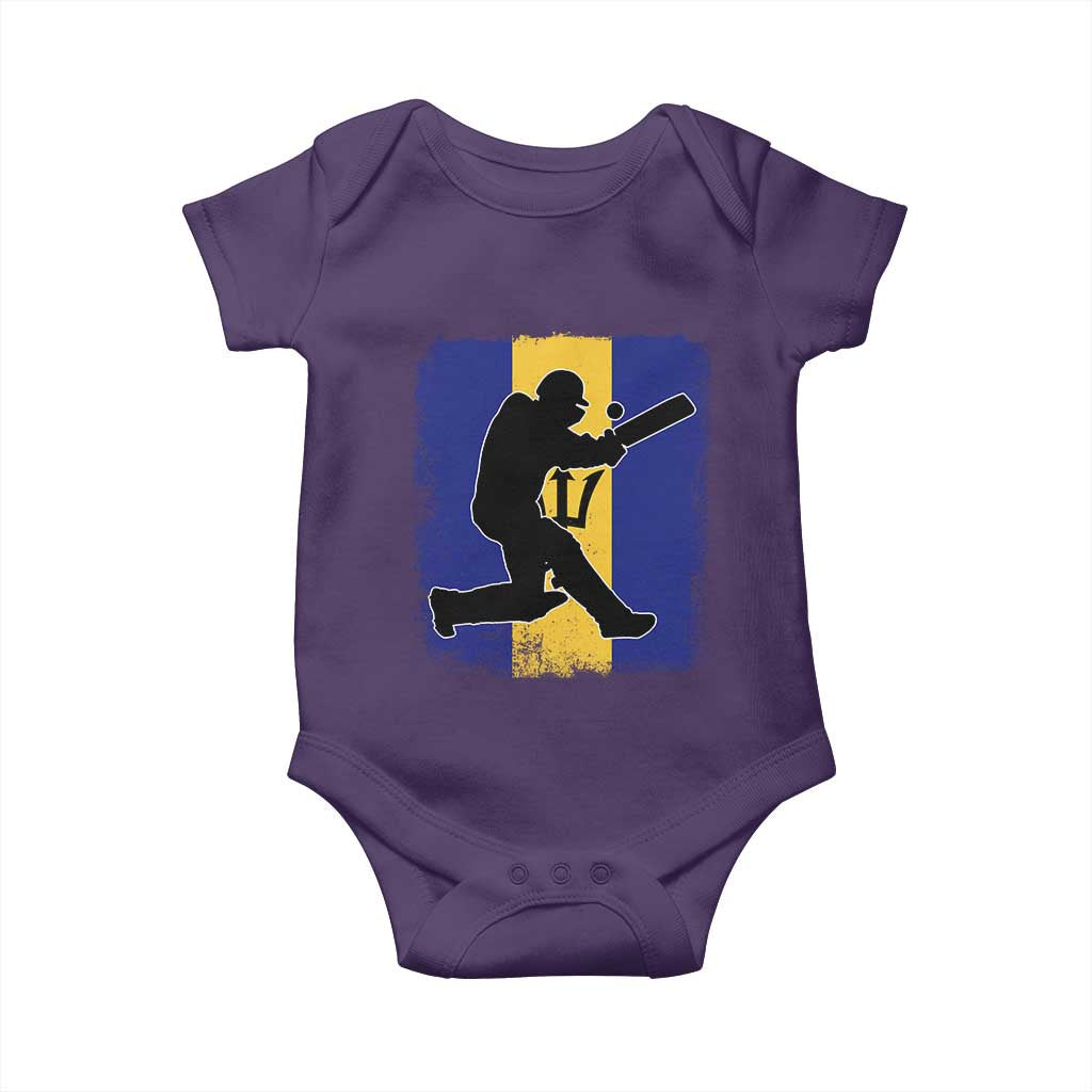 Barbados Cricket Baby Onesie Retro Vintage Sport Bajan Flag West Indies Cricket Fan