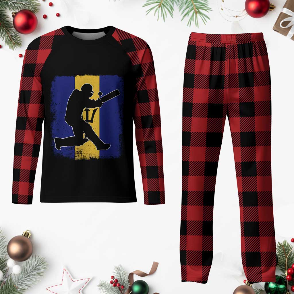 Barbados Cricket Plaid Pajama Set Retro Vintage Sport Bajan Flag West Indies Cricket Fan