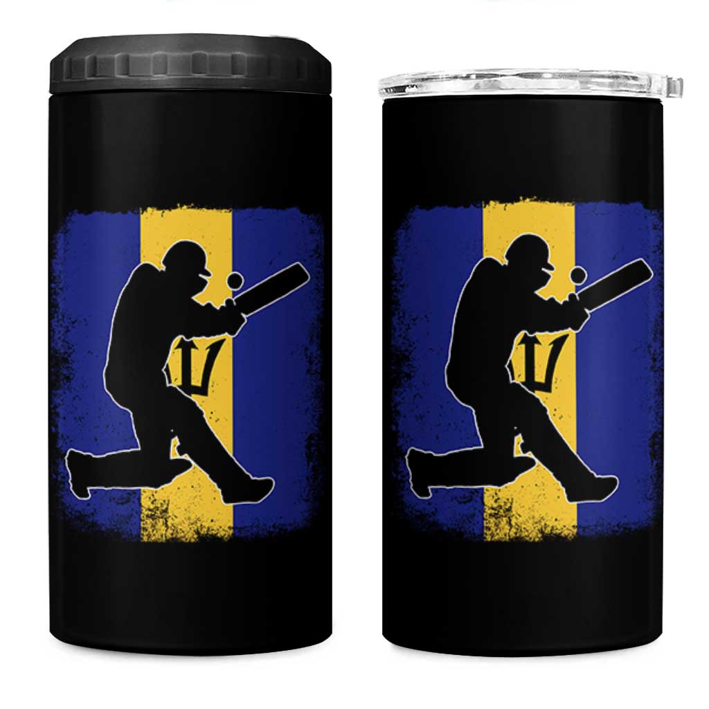 Barbados Cricket 4 in 1 Can Cooler Tumbler Retro Vintage Sport Bajan Flag West Indies Cricket Fan