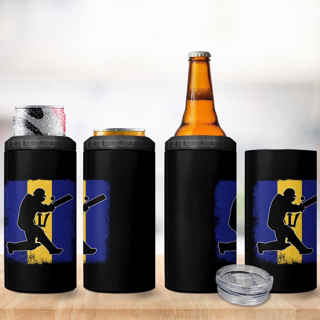 Barbados Cricket 4 in 1 Can Cooler Tumbler Retro Vintage Sport Bajan Flag West Indies Cricket Fan