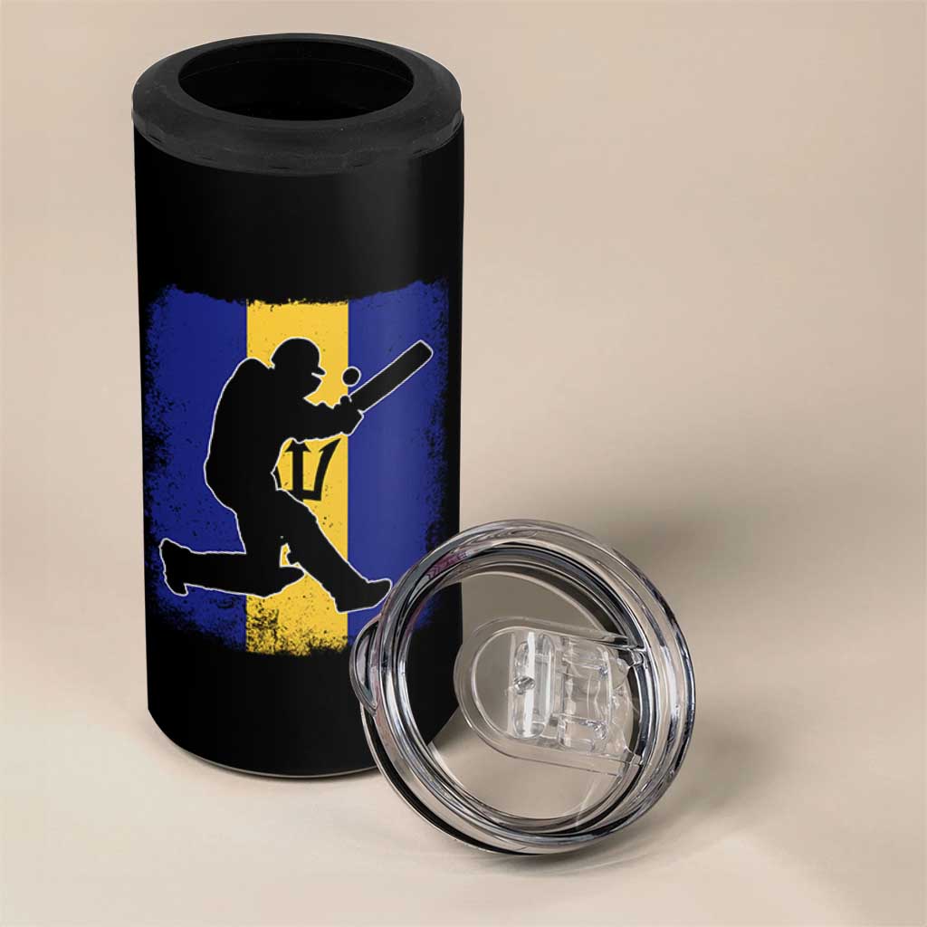 Barbados Cricket 4 in 1 Can Cooler Tumbler Retro Vintage Sport Bajan Flag West Indies Cricket Fan