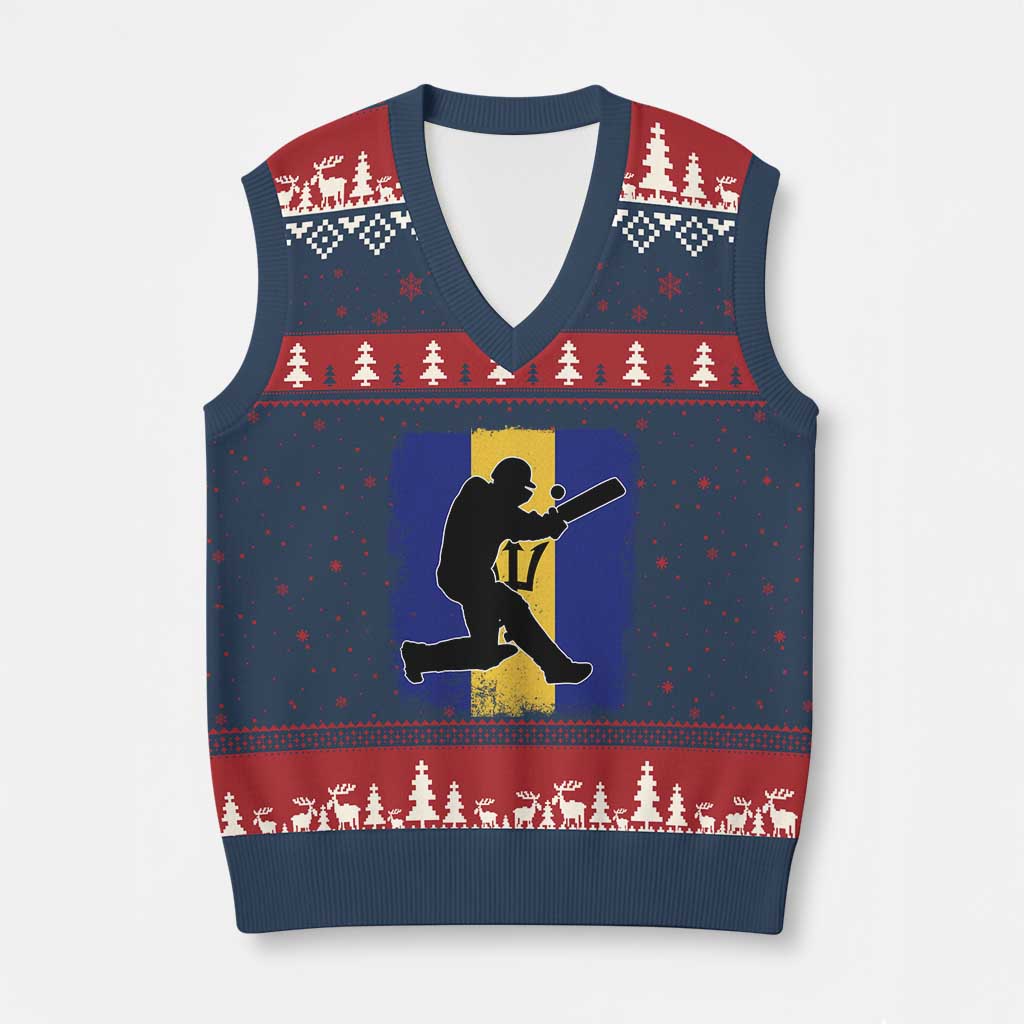 Barbados Cricket V-Neck Knit Sweater Vest Retro Vintage Sport Bajan Flag West Indies Cricket Fan
