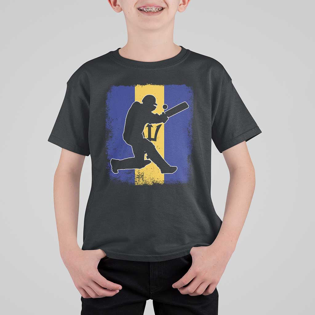 Barbados Cricket T Shirt For Kid Retro Vintage Sport Bajan Flag West Indies Cricket Fan