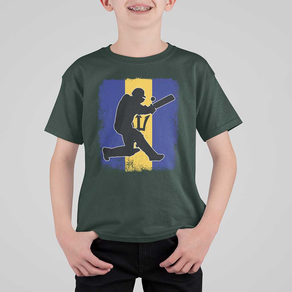 Barbados Cricket T Shirt For Kid Retro Vintage Sport Bajan Flag West Indies Cricket Fan