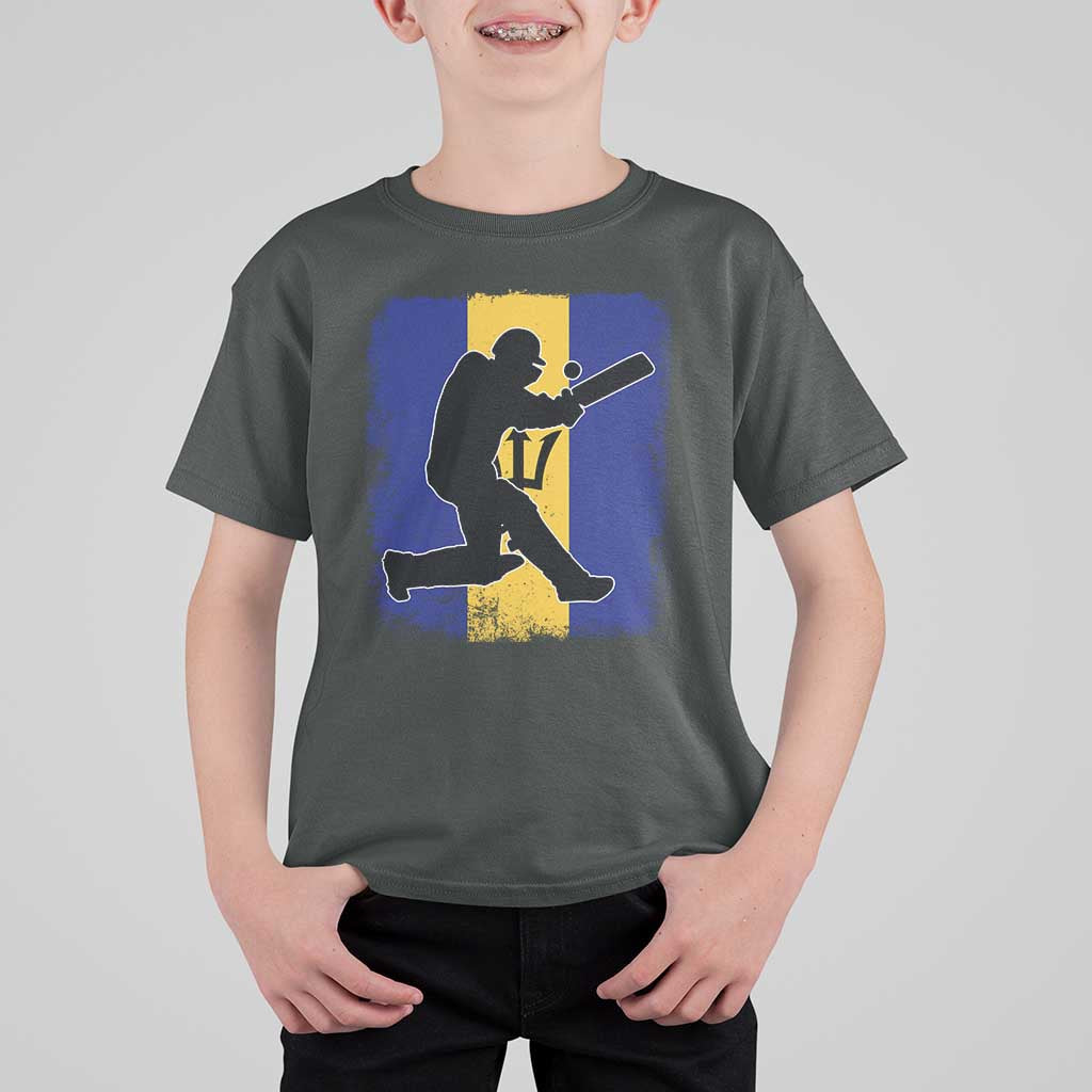 Barbados Cricket T Shirt For Kid Retro Vintage Sport Bajan Flag West Indies Cricket Fan