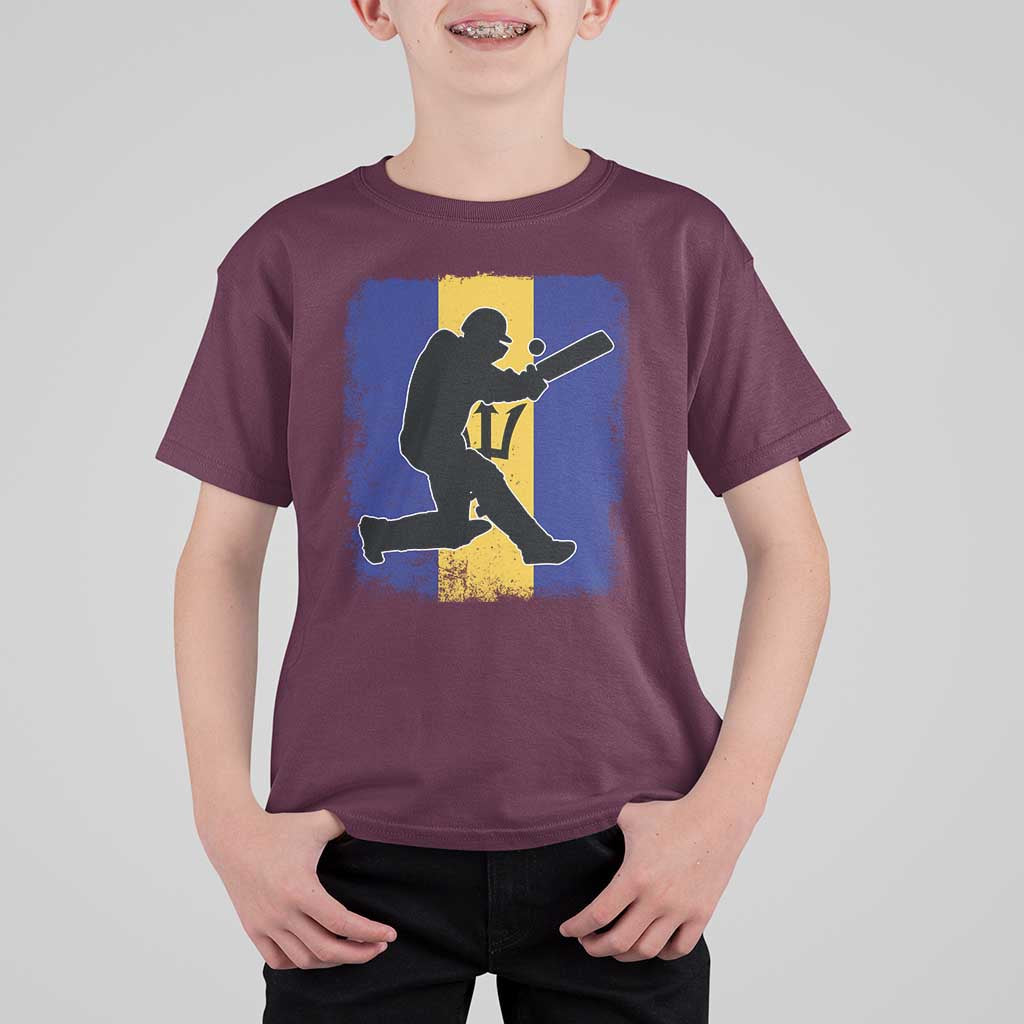 Barbados Cricket T Shirt For Kid Retro Vintage Sport Bajan Flag West Indies Cricket Fan