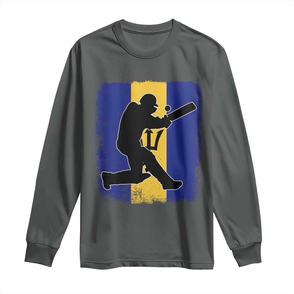 Barbados Cricket Long Sleeve Shirt Retro Vintage Sport Bajan Flag West Indies Cricket Fan
