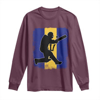 Barbados Cricket Long Sleeve Shirt Retro Vintage Sport Bajan Flag West Indies Cricket Fan