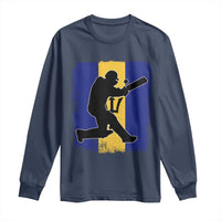 Barbados Cricket Long Sleeve Shirt Retro Vintage Sport Bajan Flag West Indies Cricket Fan