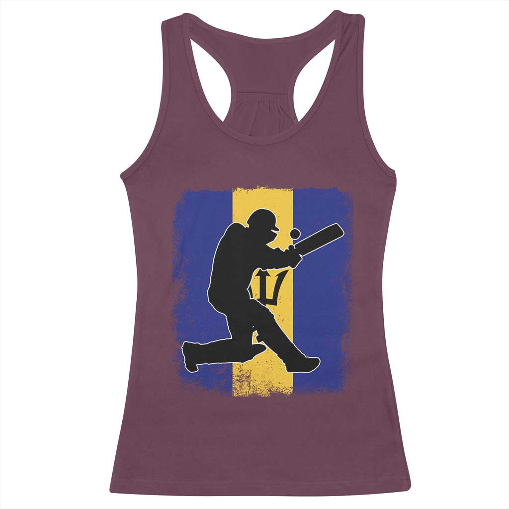 Barbados Cricket Racerback Tank Top Retro Vintage Sport Bajan Flag West Indies Cricket Fan