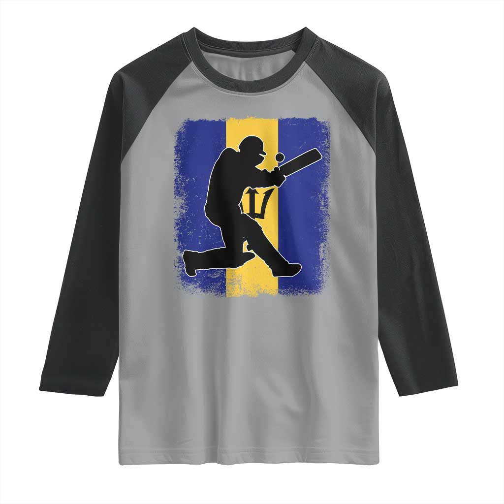 Barbados Cricket Raglan Shirt Retro Vintage Sport Bajan Flag West Indies Cricket Fan