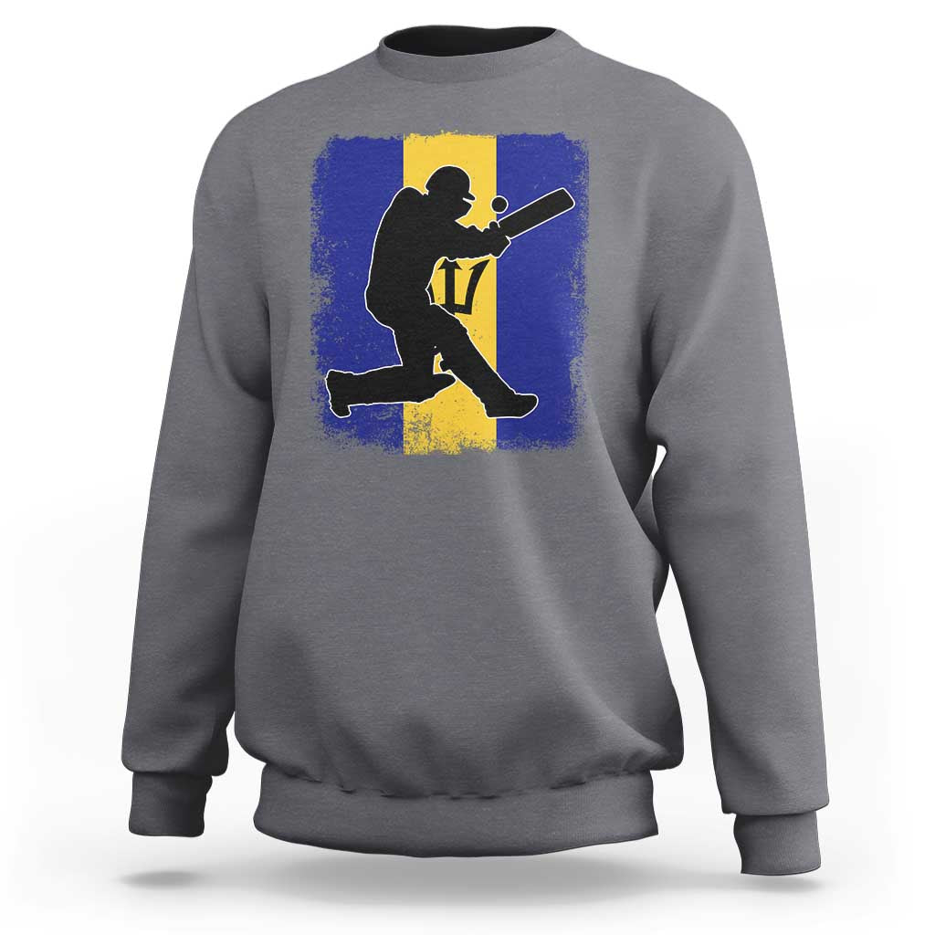Barbados Cricket Sweatshirt Retro Vintage Sport Bajan Flag West Indies Cricket Fan
