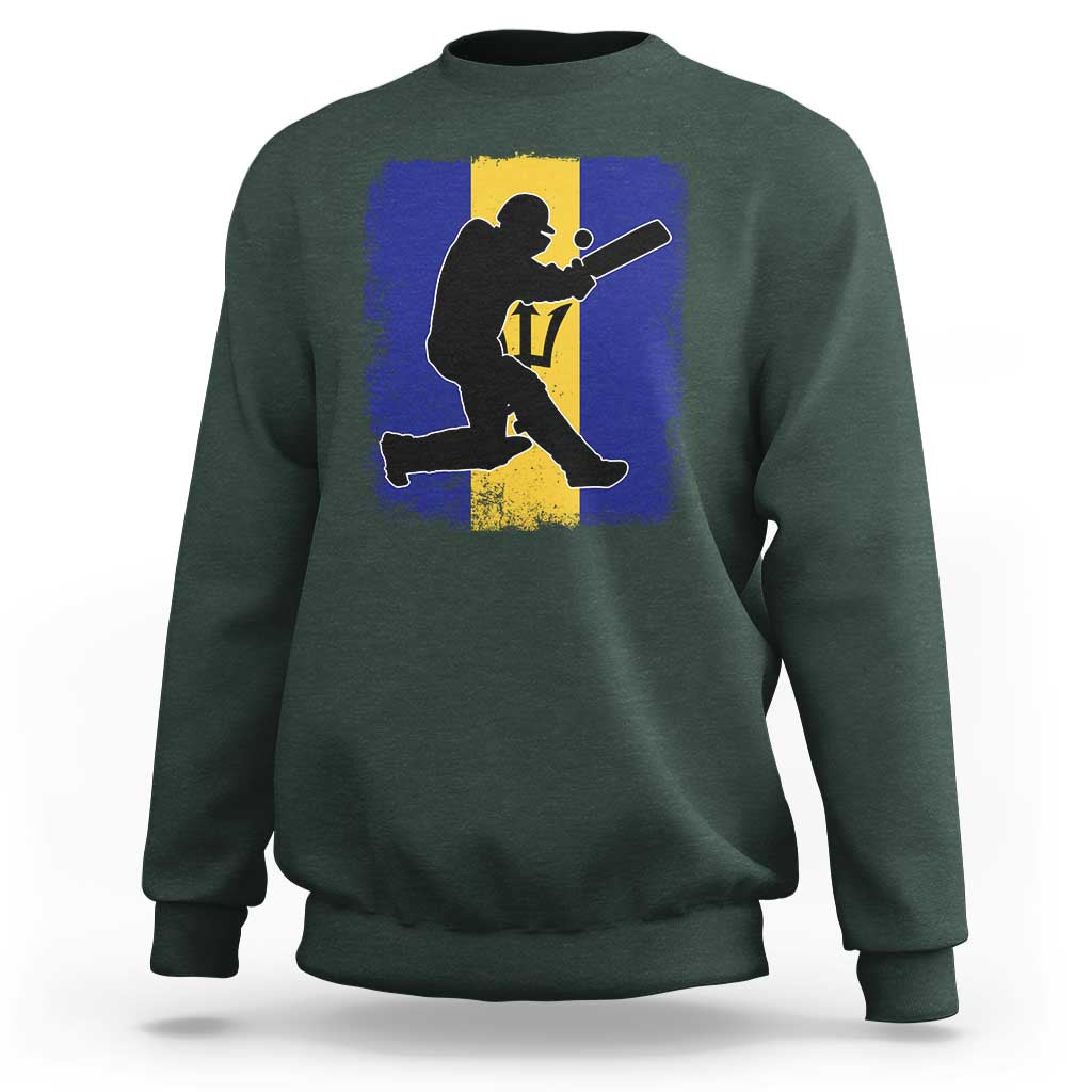 Barbados Cricket Sweatshirt Retro Vintage Sport Bajan Flag West Indies Cricket Fan