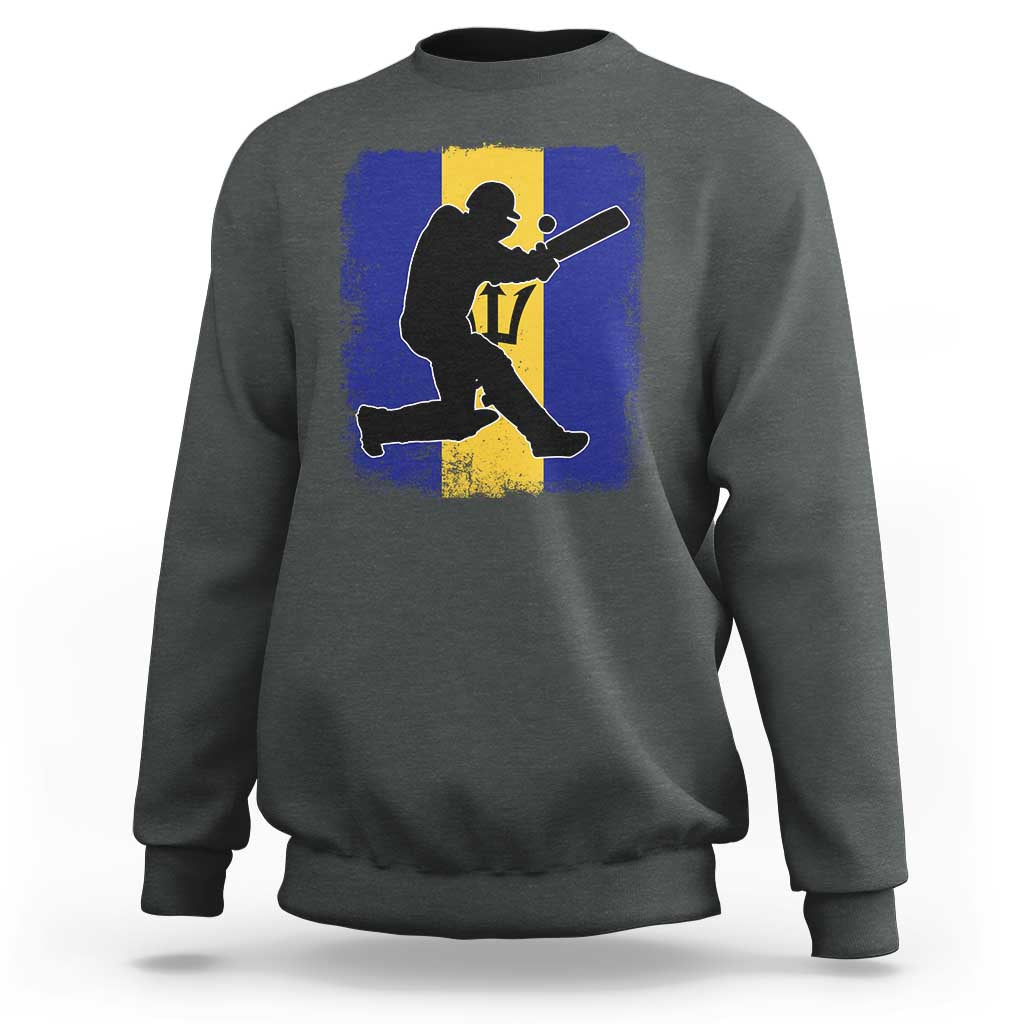 Barbados Cricket Sweatshirt Retro Vintage Sport Bajan Flag West Indies Cricket Fan