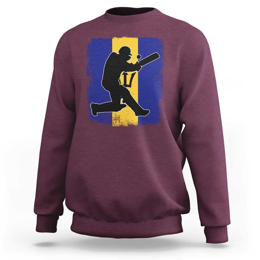 Barbados Cricket Sweatshirt Retro Vintage Sport Bajan Flag West Indies Cricket Fan