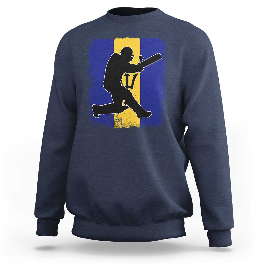Barbados Cricket Sweatshirt Retro Vintage Sport Bajan Flag West Indies Cricket Fan