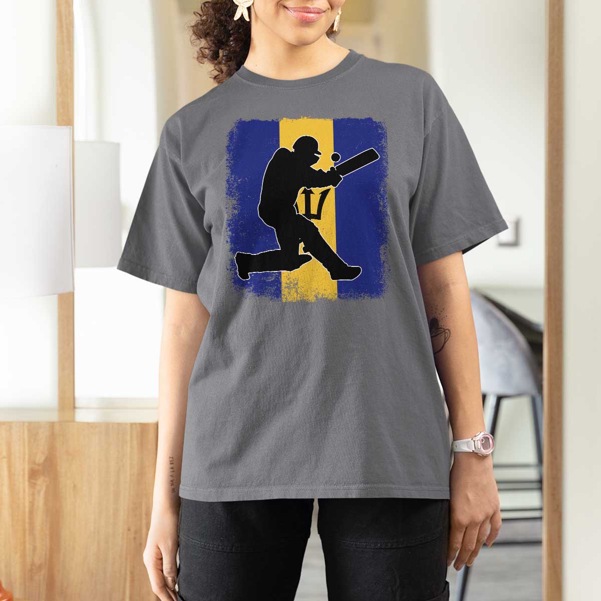 Barbados Cricket T Shirt For Women Retro Vintage Sport Bajan Flag West Indies Cricket Fan