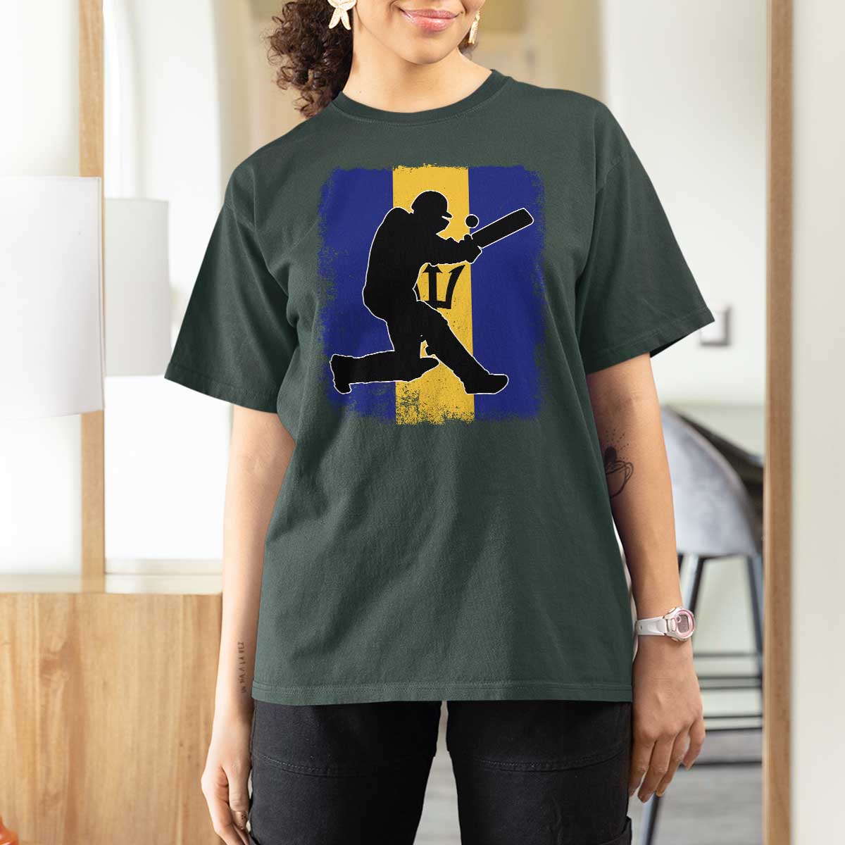 Barbados Cricket T Shirt For Women Retro Vintage Sport Bajan Flag West Indies Cricket Fan