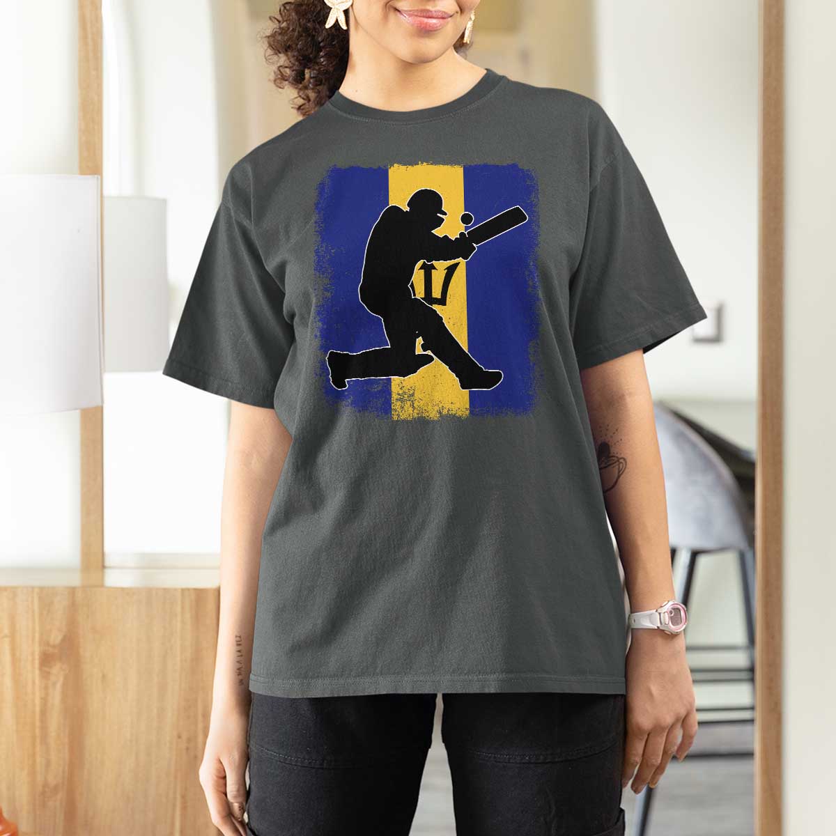 Barbados Cricket T Shirt For Women Retro Vintage Sport Bajan Flag West Indies Cricket Fan