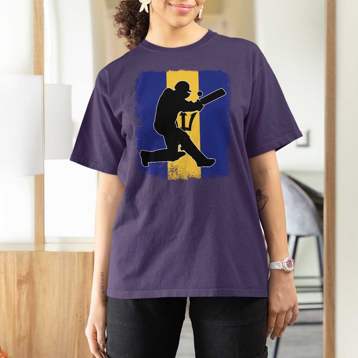 Barbados Cricket T Shirt For Women Retro Vintage Sport Bajan Flag West Indies Cricket Fan