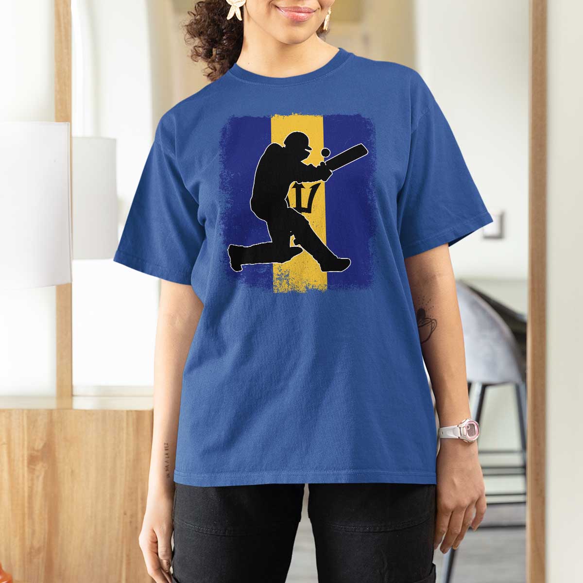 Barbados Cricket T Shirt For Women Retro Vintage Sport Bajan Flag West Indies Cricket Fan