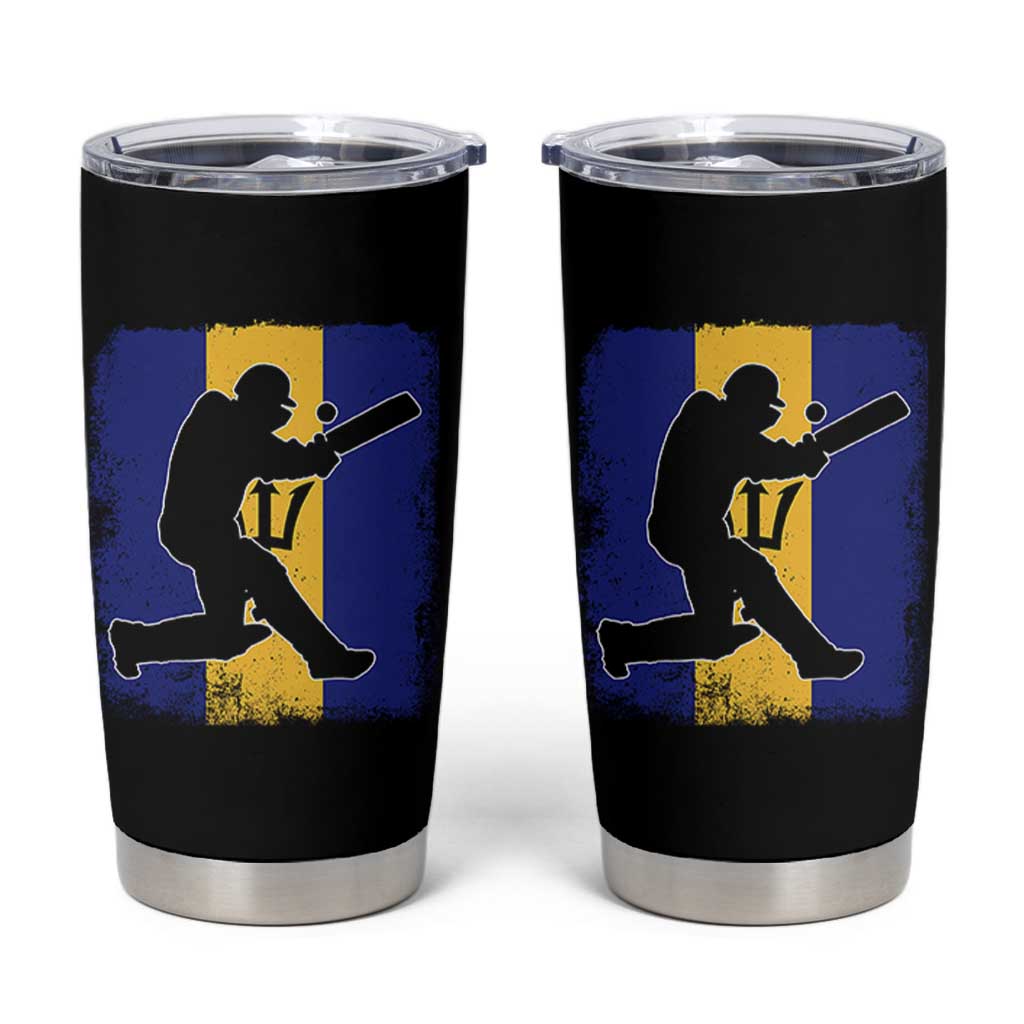 Barbados Cricket Tumbler Cup Retro Vintage Sport Bajan Flag West Indies Cricket Fan
