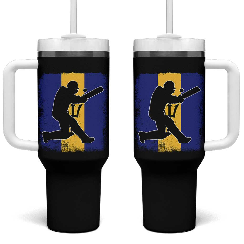 Barbados Cricket Tumbler With Handle Retro Vintage Sport Bajan Flag West Indies Cricket Fan