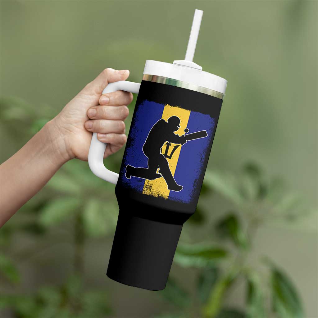 Barbados Cricket Tumbler With Handle Retro Vintage Sport Bajan Flag West Indies Cricket Fan