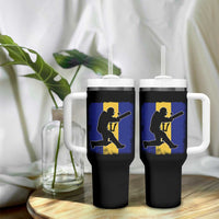 Barbados Cricket Tumbler With Handle Retro Vintage Sport Bajan Flag West Indies Cricket Fan