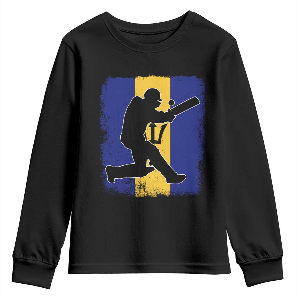 Barbados Cricket Youth Sweatshirt Retro Vintage Sport Bajan Flag West Indies Cricket Fan