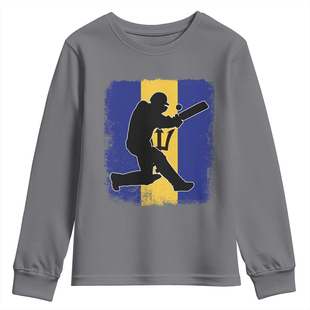 Barbados Cricket Youth Sweatshirt Retro Vintage Sport Bajan Flag West Indies Cricket Fan