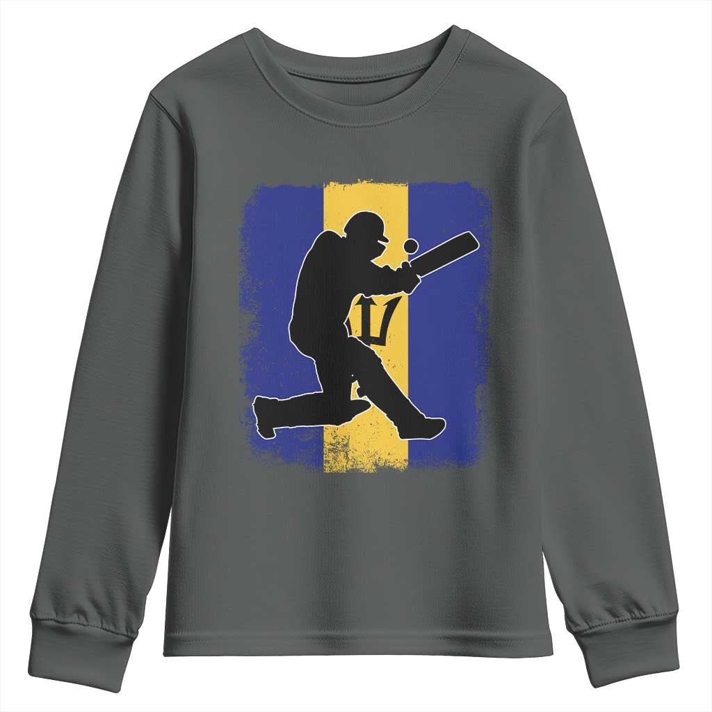 Barbados Cricket Youth Sweatshirt Retro Vintage Sport Bajan Flag West Indies Cricket Fan