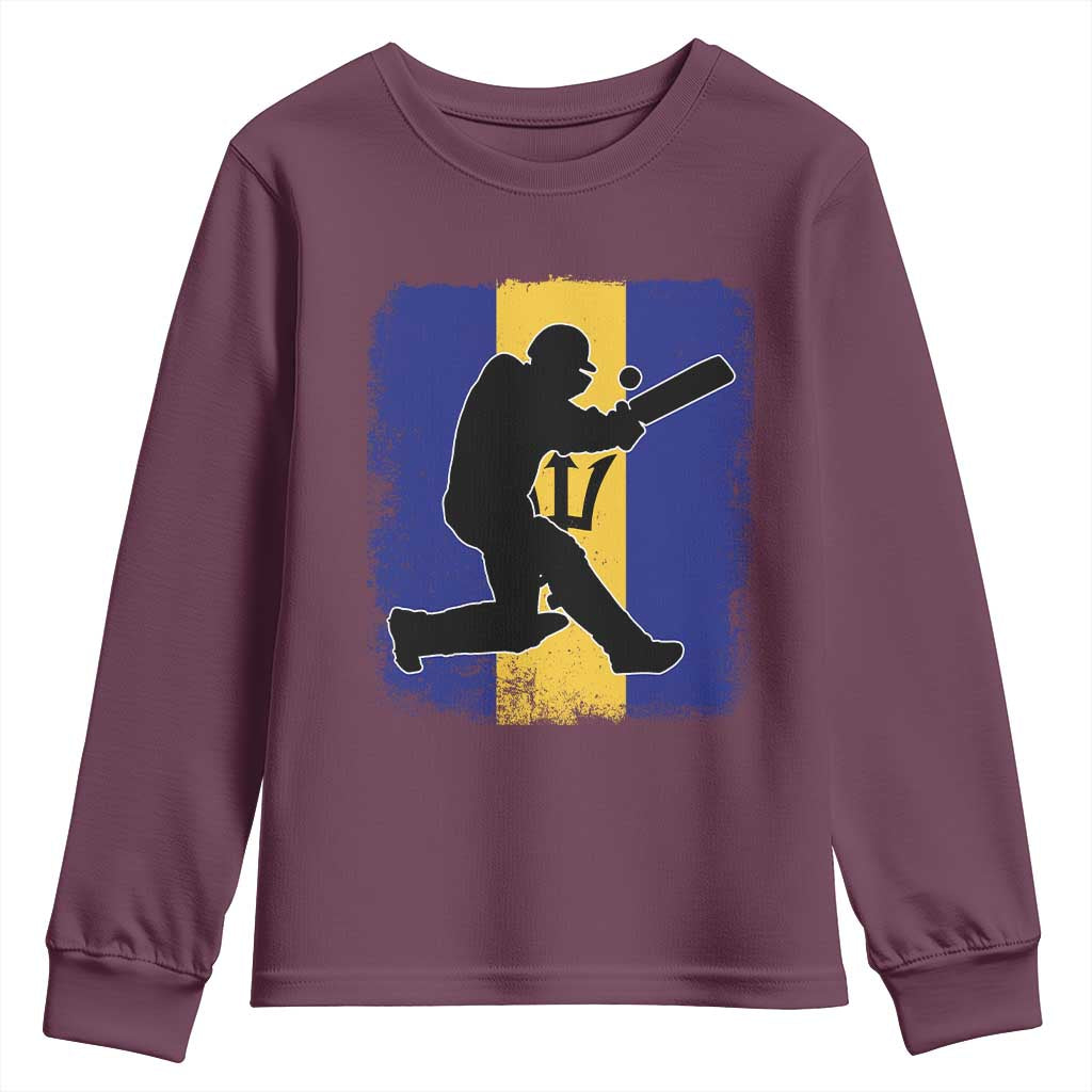Barbados Cricket Youth Sweatshirt Retro Vintage Sport Bajan Flag West Indies Cricket Fan