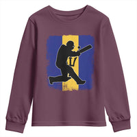 Barbados Cricket Youth Sweatshirt Retro Vintage Sport Bajan Flag West Indies Cricket Fan