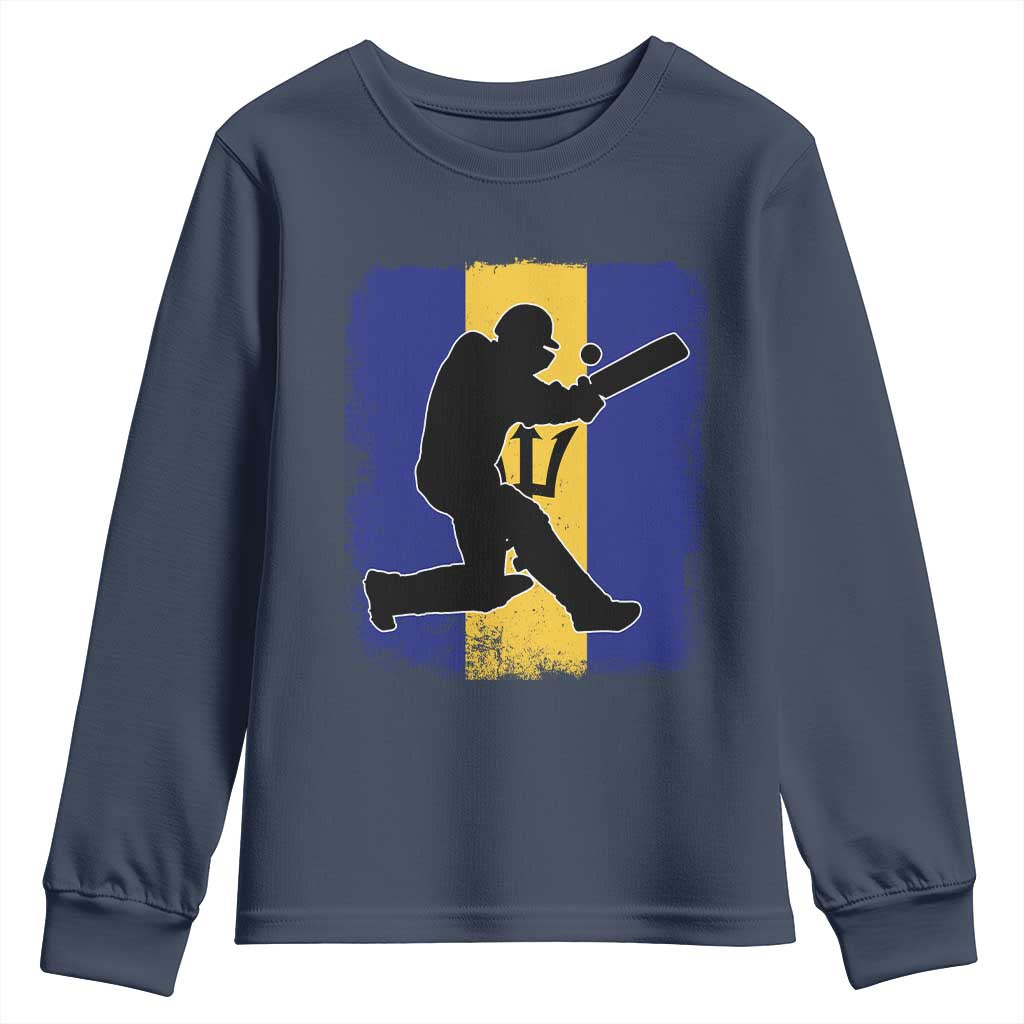 Barbados Cricket Youth Sweatshirt Retro Vintage Sport Bajan Flag West Indies Cricket Fan