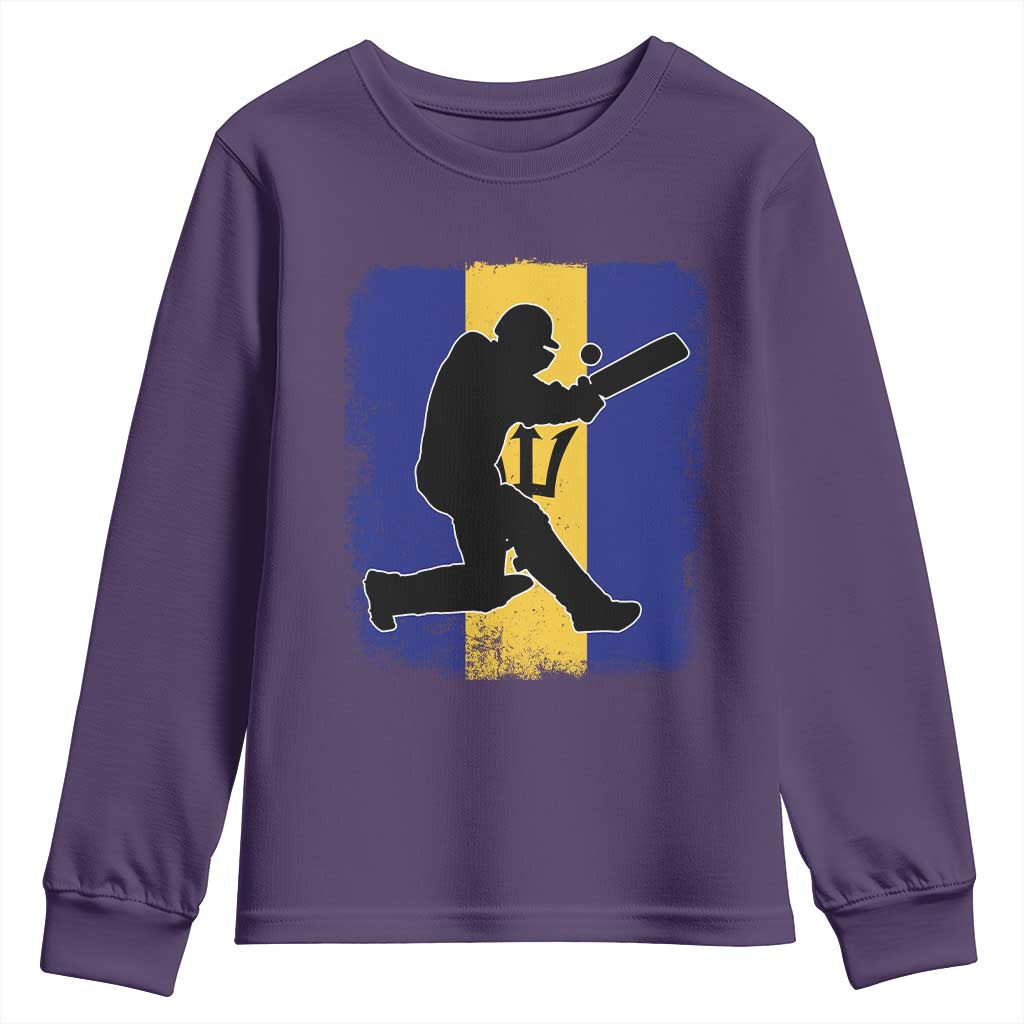 Barbados Cricket Youth Sweatshirt Retro Vintage Sport Bajan Flag West Indies Cricket Fan