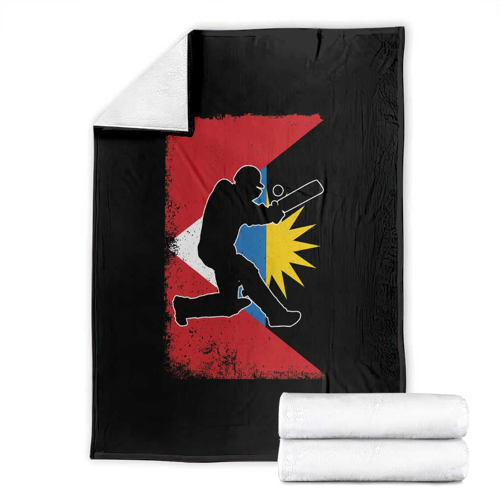 Antigua and Barbuda Cricket Throw Blanket Retro Vintage Sport Antiguan Flag West Indies Cricket Fan