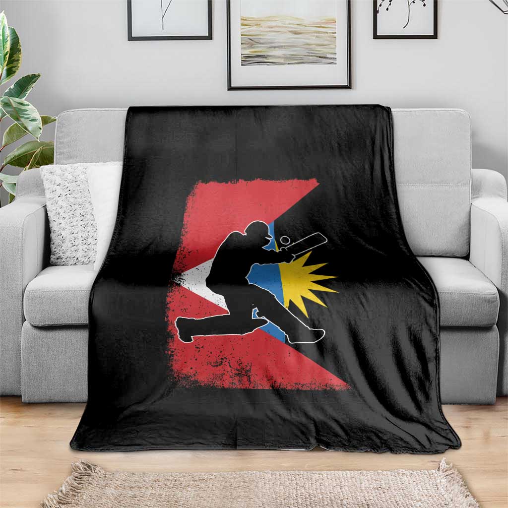 Antigua and Barbuda Cricket Throw Blanket Retro Vintage Sport Antiguan Flag West Indies Cricket Fan